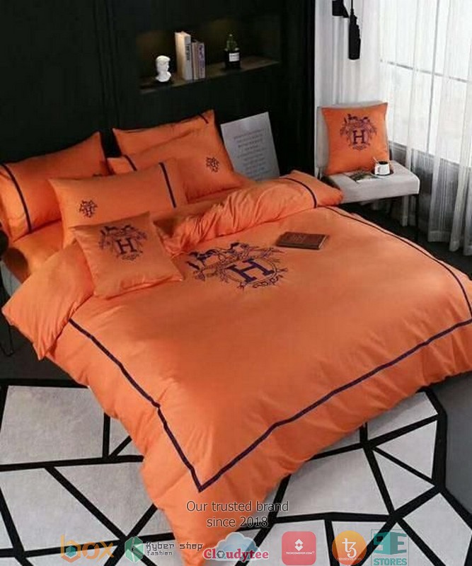 Hermes_Logo_Orange_Duvet_cover_bedding_set