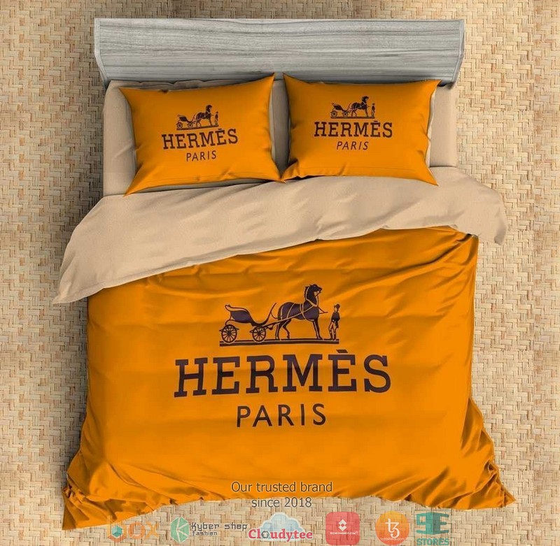 Hermes_Logo_Paris_Yellow_Duvet_cover_bedding_set