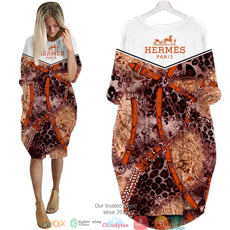 Hermes_Paris_Leopard_Pattern_Batwing_Pocket_Dress