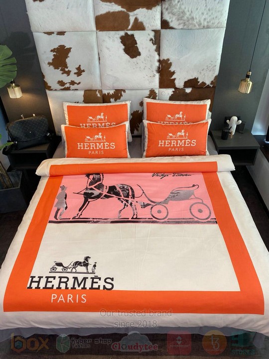 Hermes_Paris_Pink-Cream_Orange_Inspired_Bedding_Set