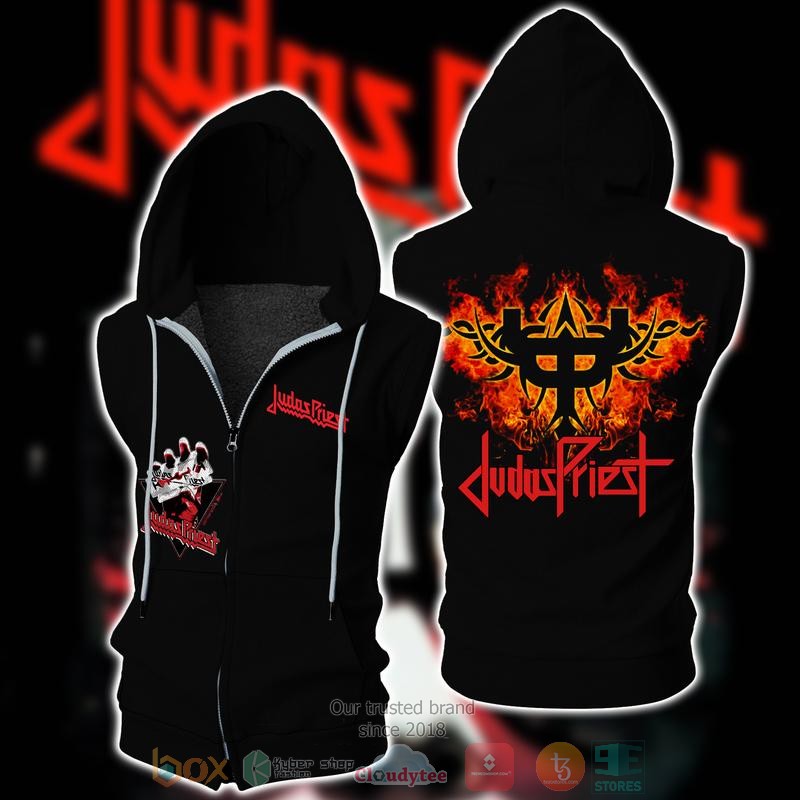 Judas_Priest_Sleeveless_zip_vest_leather_jacket