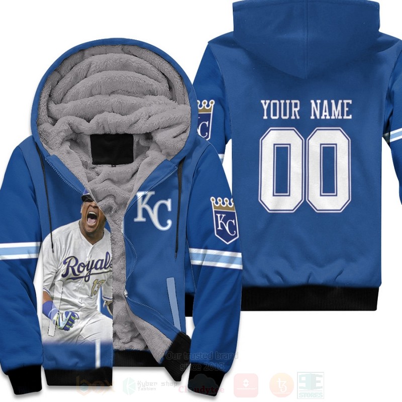 Kansas_City_Royals_Salvador_Perez_13_2020_MLB_Navy_Personalized_3D_Fleece_Hoodie