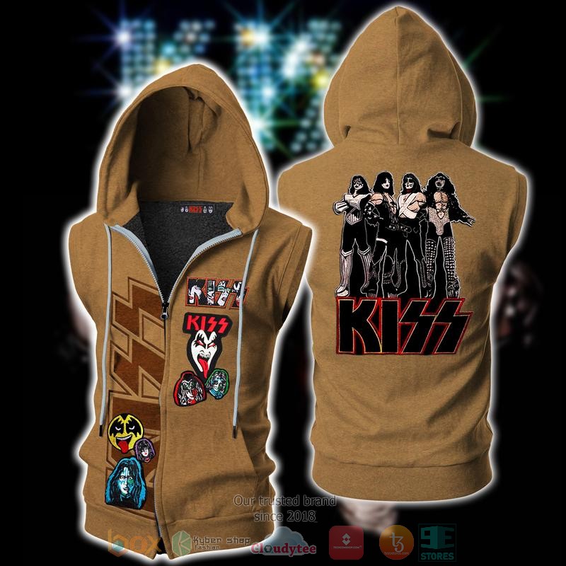 Kiss_Band_Sleeveless_zip_vest_leather_jacket