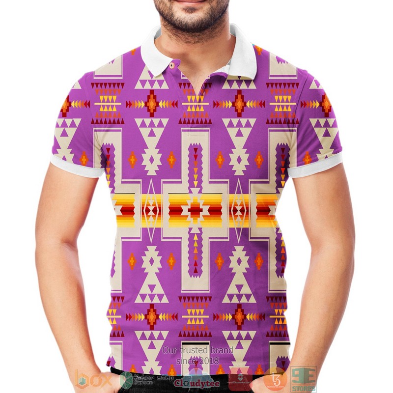 Light_Purple_Tribe_Design_Native_American_Polo_Shirt_1