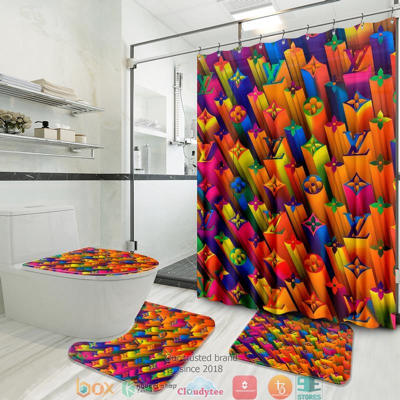 Louis_Vuitton_3d_illusion_multicolor_shower_curtain_bathroom_set