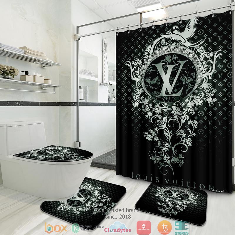 Louis_Vuitton_Bird_Flower_pattern_shower_curtain_bathroom_set