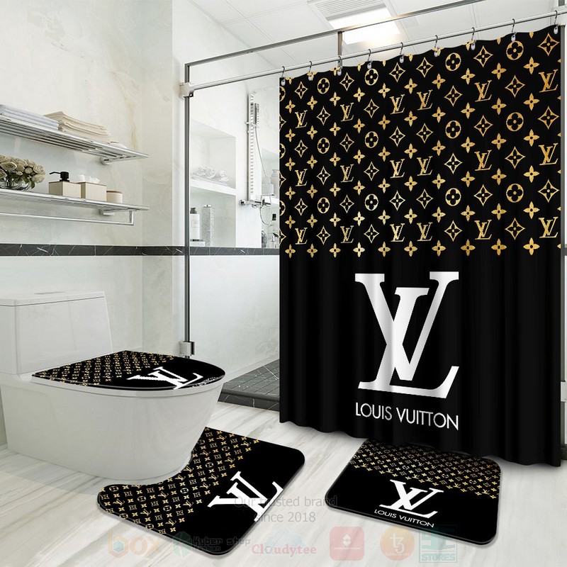 Louis_Vuitton_Black-Yellow_Logos_Shower_Curtain_Bathroom_Set