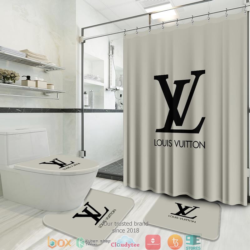 Louis_Vuitton_Black_LV_Grey_shower_curtain_bathroom_set