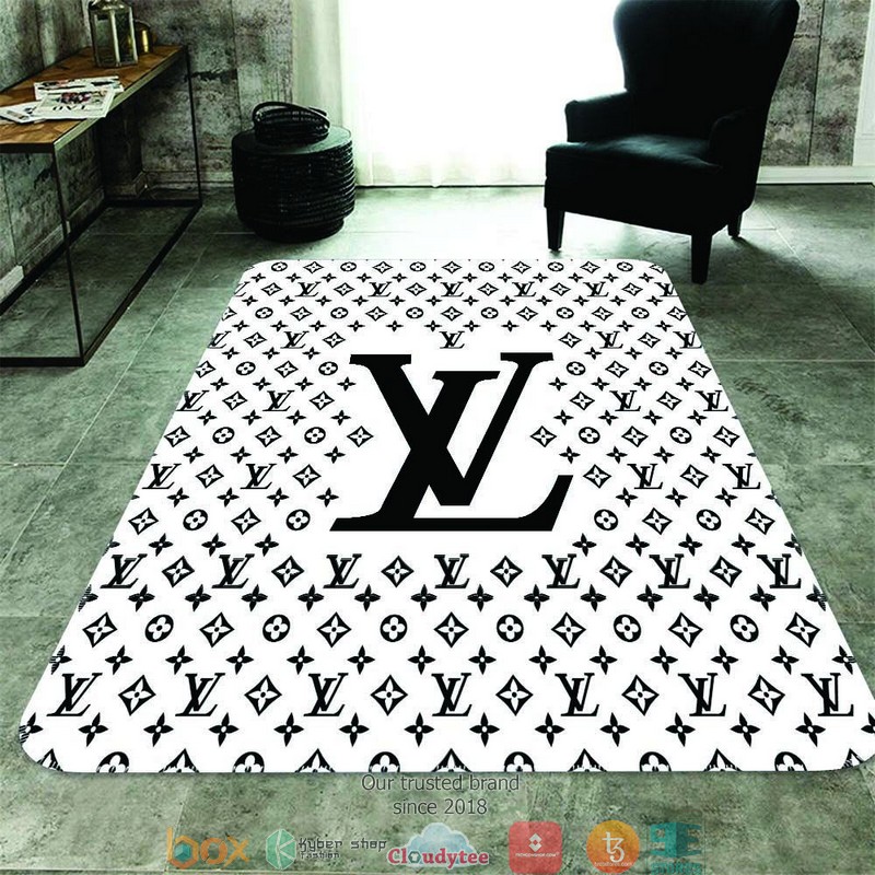 Louis_Vuitton_Black_logo_white_Carpet_Rug