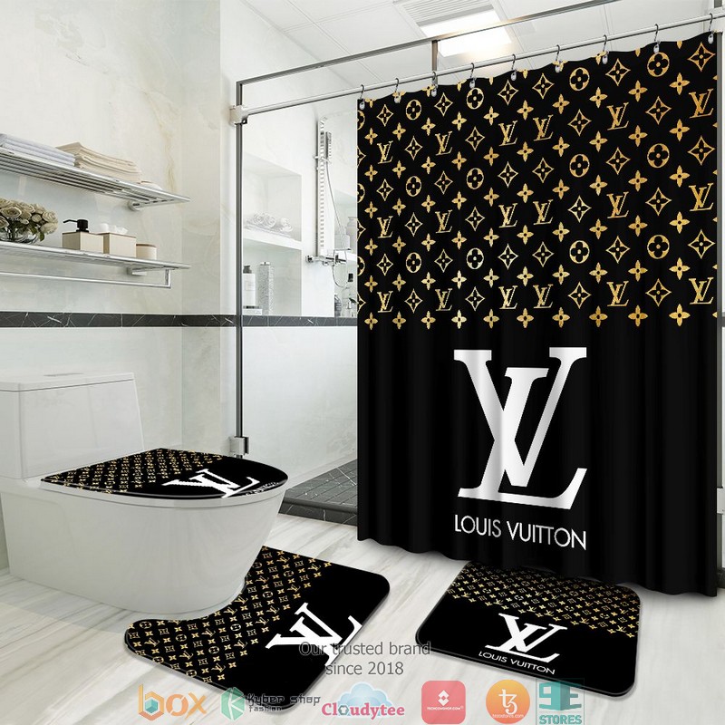 Louis_Vuitton_Black_yellow_LV_shower_curtain_bathroom_set