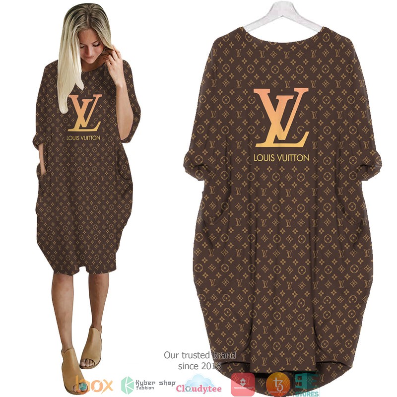 Louis_Vuitton_Brown_Batwing_Pocket_Dress