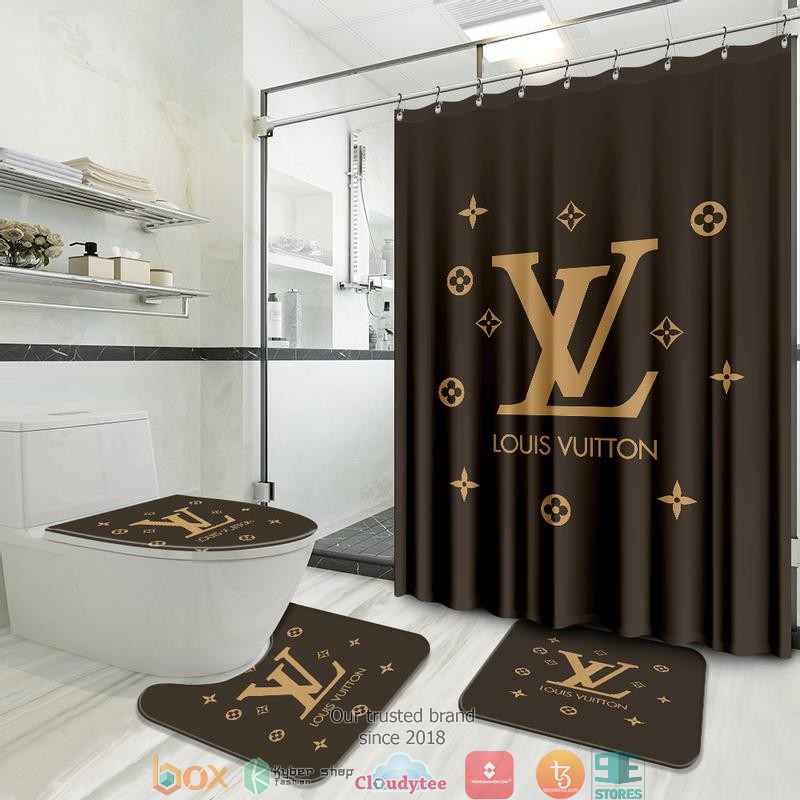 Louis_Vuitton_Brown_Simple_shower_curtain_bathroom_set