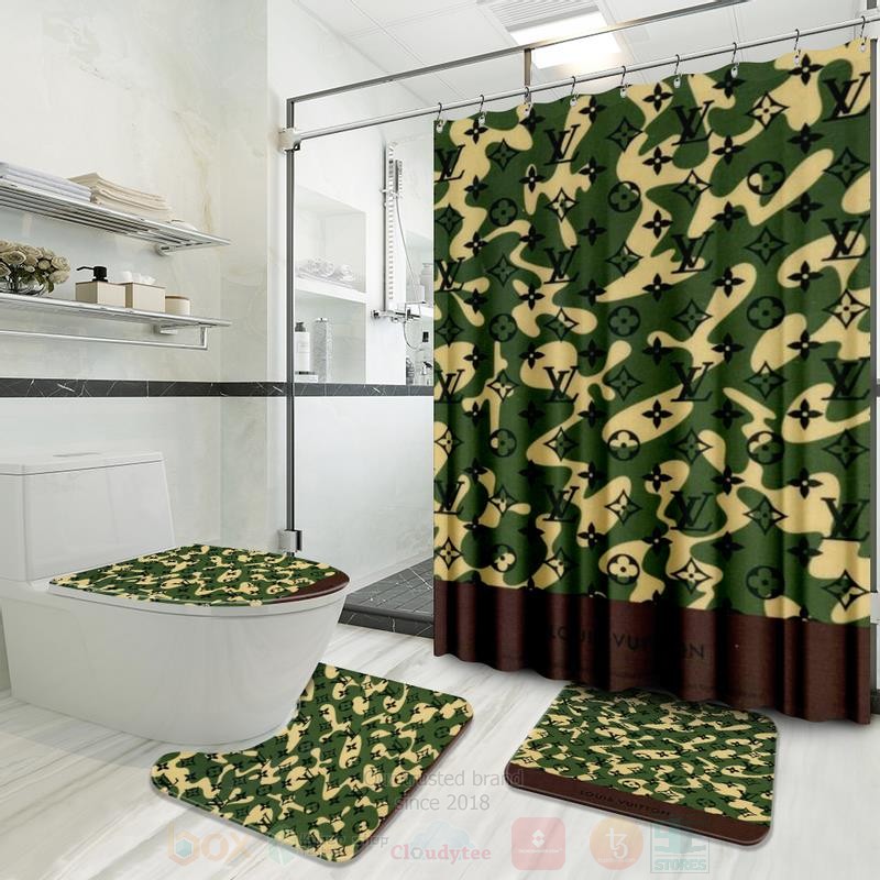 Louis_Vuitton_Camo_Green_Shower_Curtain_Bathroom_Set