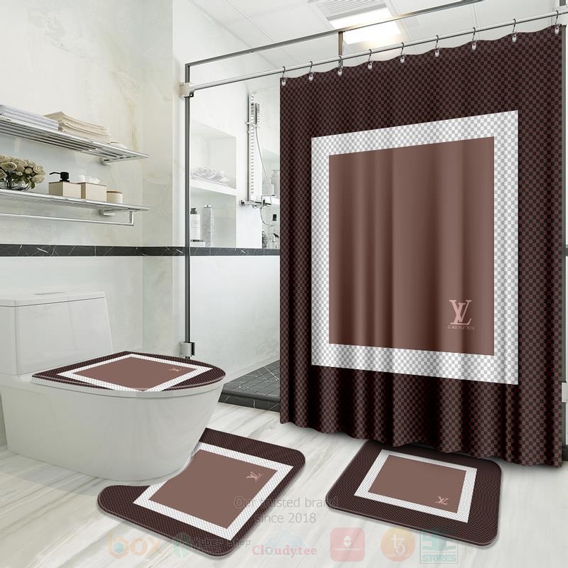 Louis_Vuitton_Dark_Brown-Brown_Shower_Curtain_Bathroom_Set