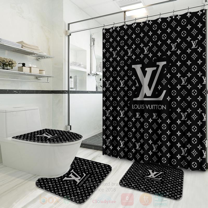 Louis_Vuitton_Full_Black_Shower_Curtain_Bathroom_Set