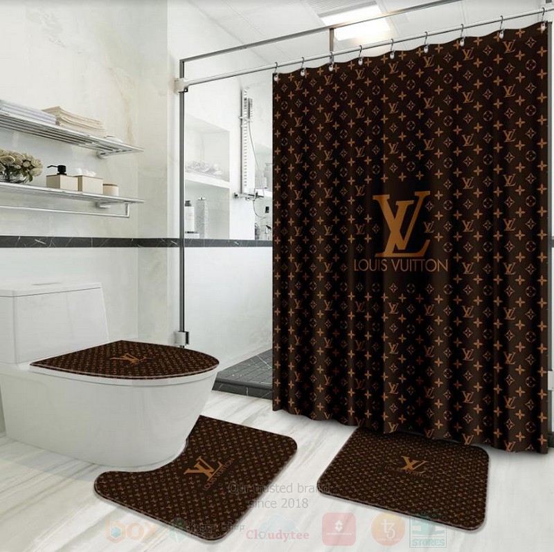 Louis_Vuitton_Full_Dark_Brown_Shower_Curtain_Bathroom_Set