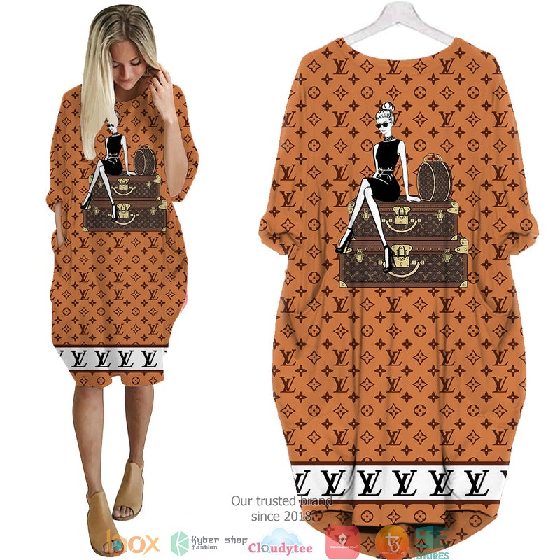 Louis_Vuitton_Girl_orange_Batwing_Pocket_Dress