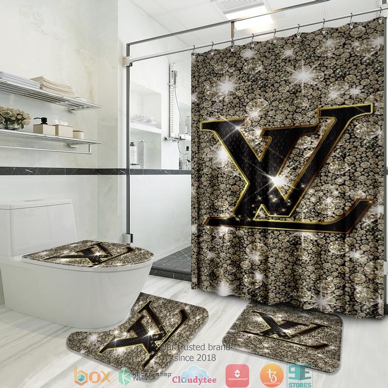 Louis_Vuitton_Gold_Diamond_shower_curtain_bathroom_set