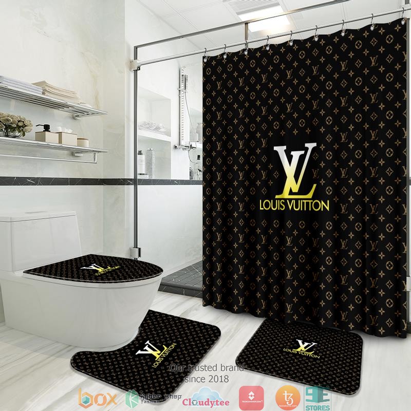 Louis_Vuitton_Gold_Silver_LV_shower_curtain_bathroom_set