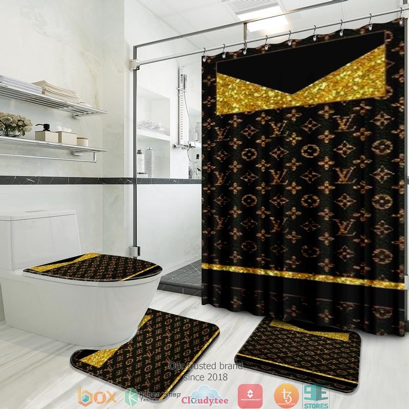 Louis_Vuitton_Gold_Twinkle_Brown_shower_curtain_bathroom_set
