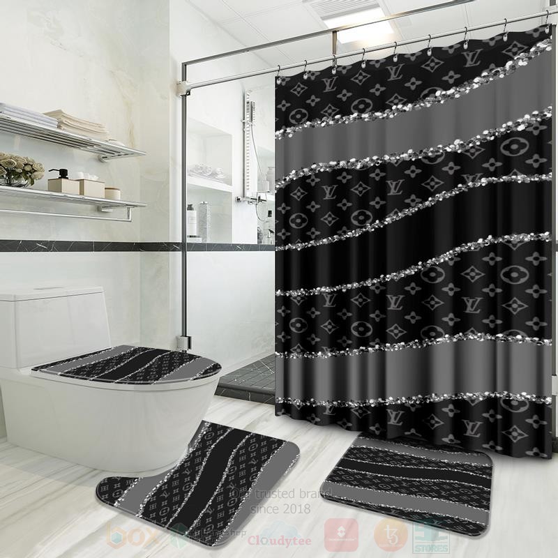 Louis_Vuitton_Grey-Black_Shower_Curtain_Bathroom_Set