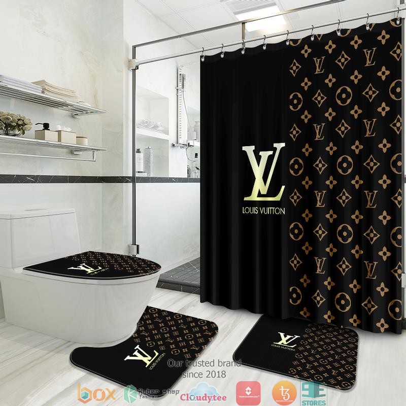 Louis_Vuitton_LV_Black_Brown_shower_curtain_bathroom_set