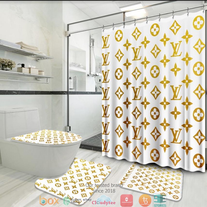 Louis_Vuitton_LV_Gold_White_shower_curtain_bathroom_set