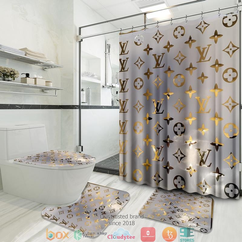 Louis_Vuitton_LV_Gold_logo_luxury_shower_curtain_bathroom_set