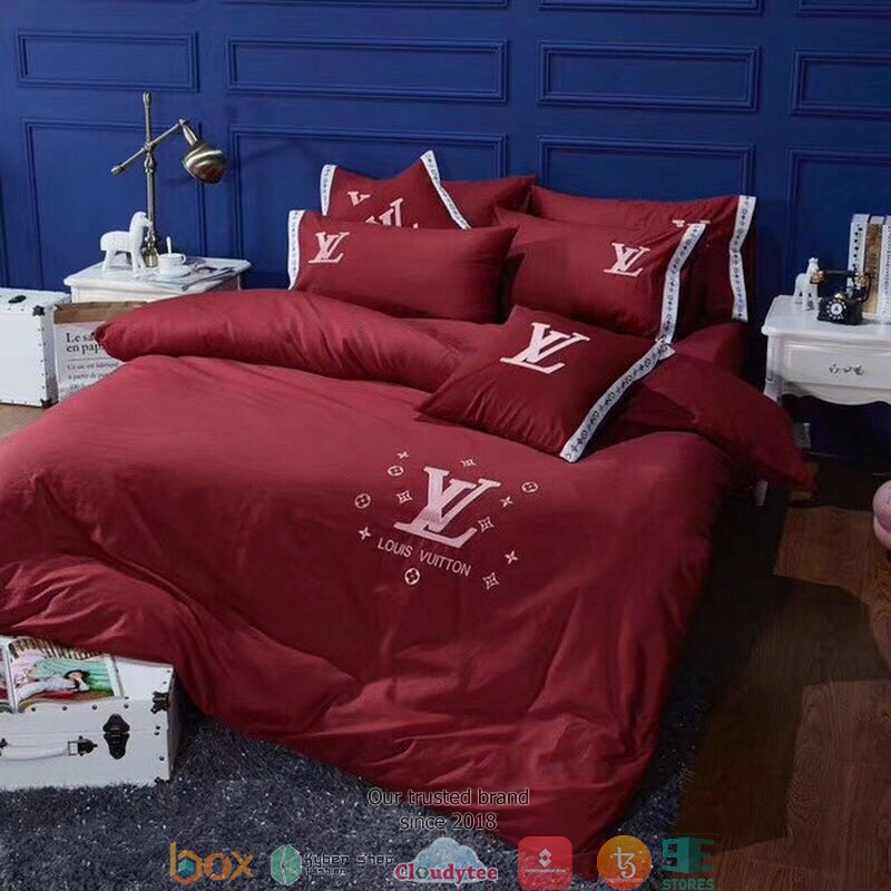 Louis_Vuitton_LV_Red_simple_Duvet_cover_bedding_set