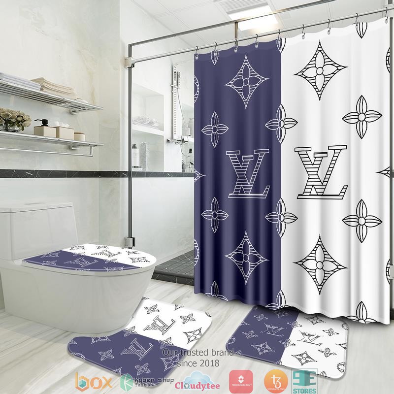 Louis_Vuitton_LV_White_Blue_shower_curtain_bathroom_set