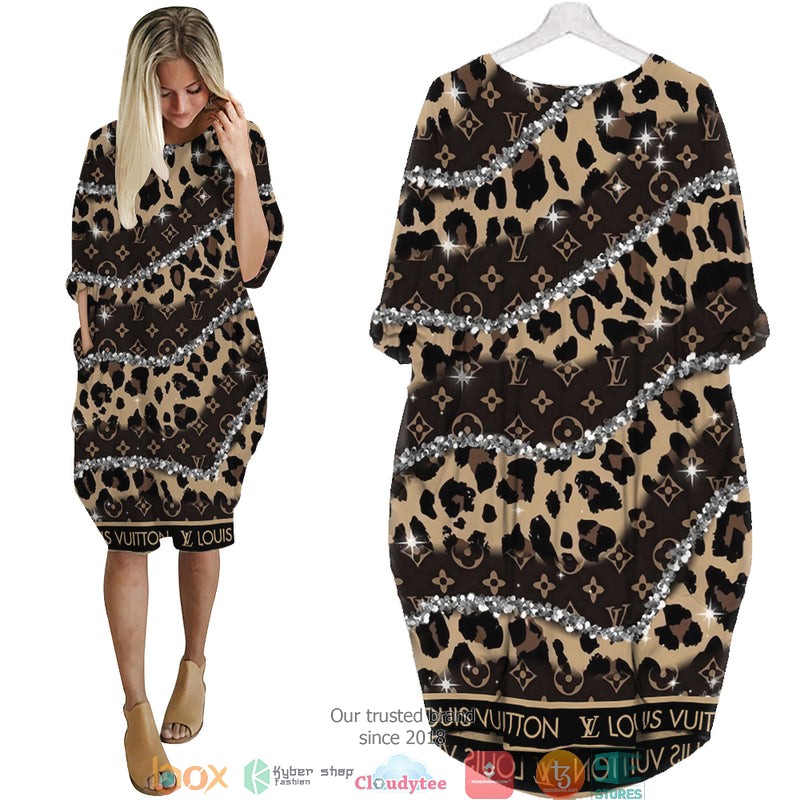 Louis_Vuitton_LV_silver_line_leopard_pattern_Batwing_Pocket_Dress