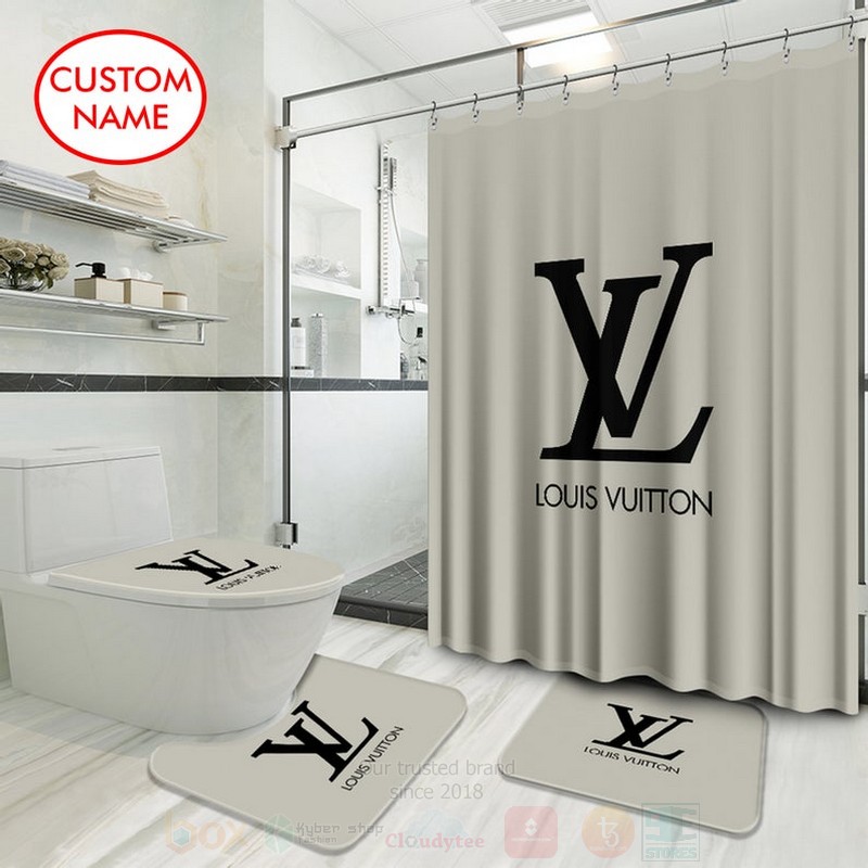 Louis_Vuitton_Luxury_Custom_Name_Cream-White_Shower_Curtain