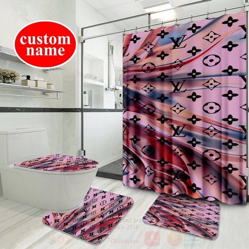 Louis_Vuitton_Luxury_Custom_Name_Pink_Shower_Curtain