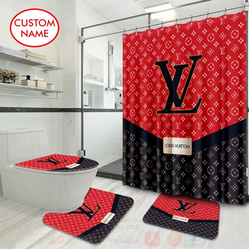 Louis_Vuitton_Luxury_Custom_Name_Red-Black_Shower_Curtain