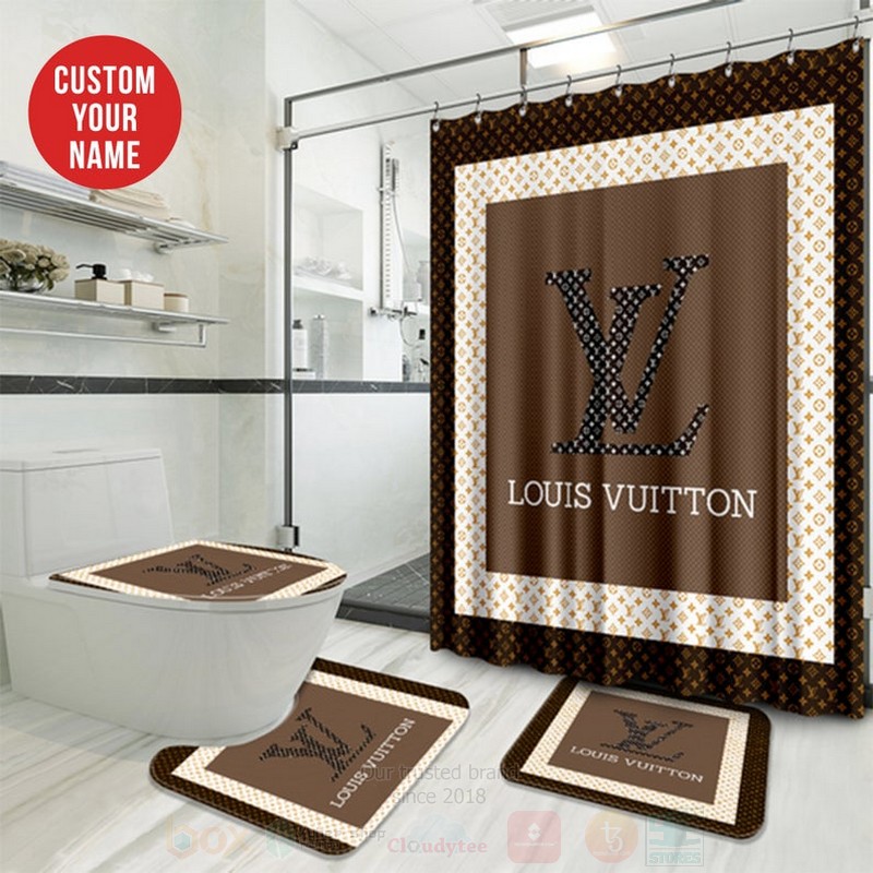 Louis_Vuitton_Luxury_Custom_Name_White-Brown_Shower_Curtain