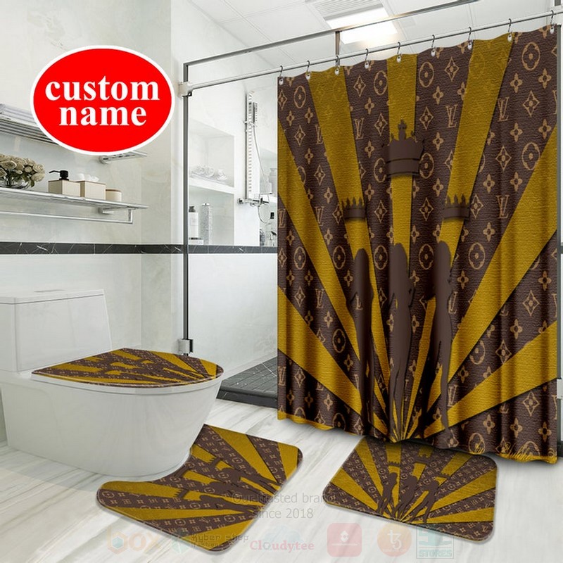 Louis_Vuitton_Luxury_Custom_Name_Yellow-Brown_Shower_Curtain