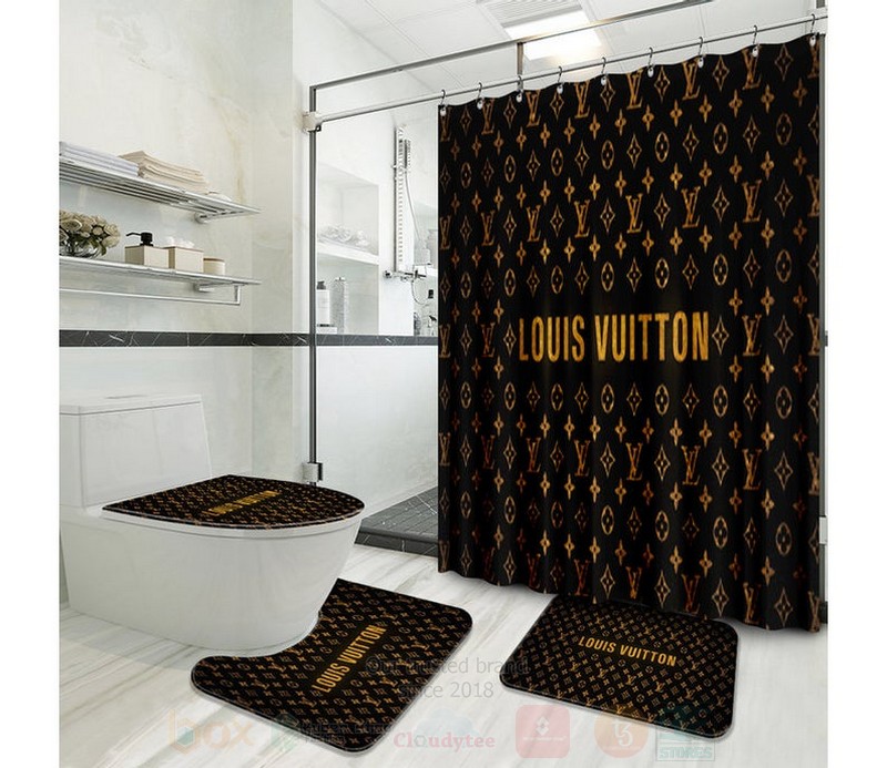 Louis_Vuitton_Luxury_Dark_Brown-Black_Shower_Curtain