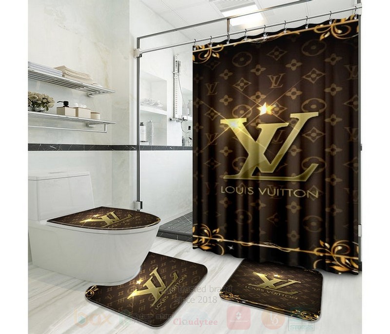 Louis_Vuitton_Luxury_Yellow-Brown_Logo_Shower_Curtain