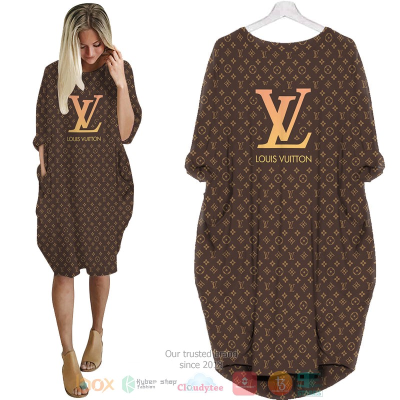 Louis_Vuitton_Luxury_brand_brown_pattern_Pocket_Dress