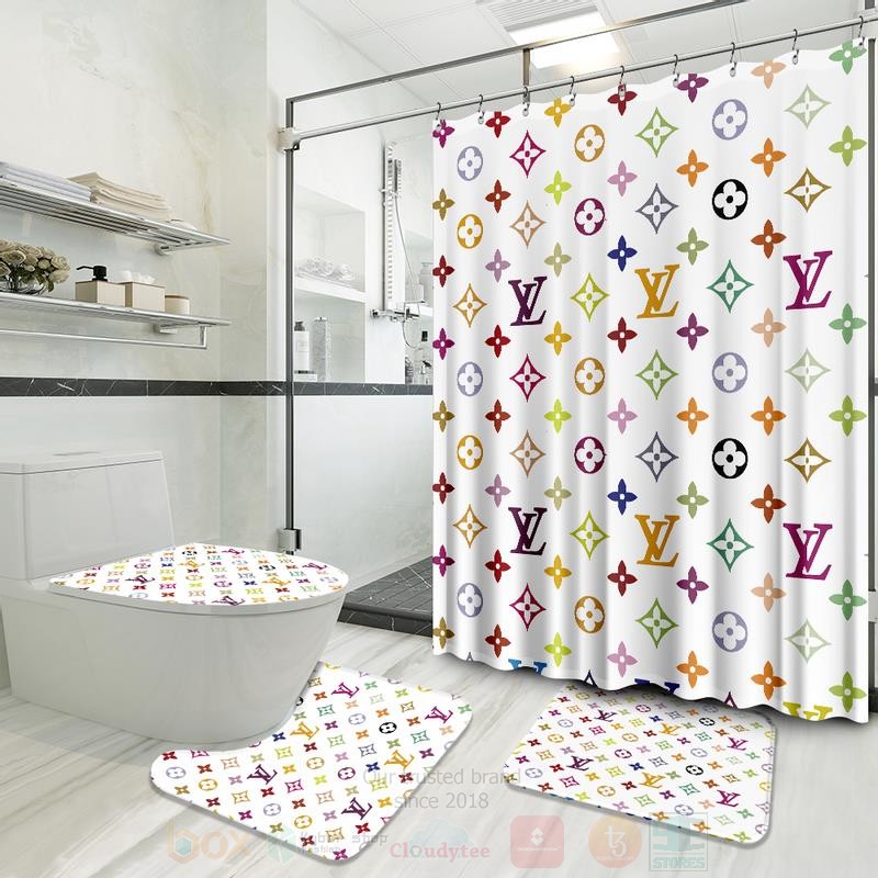 Louis_Vuitton_Multi_Color_Logos_Shower_Curtain_Bathroom_Set