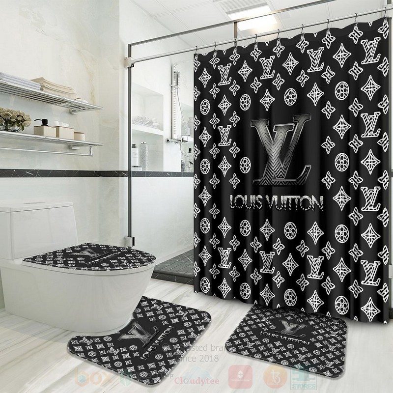 Louis_Vuitton_Paris_Black-Silver_Shower_Curtain_Bathroom_Set