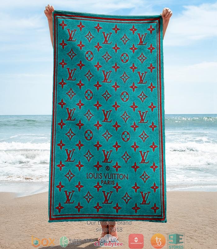 Louis_Vuitton_Paris_Blue_Red_pattern_Beach_Towel