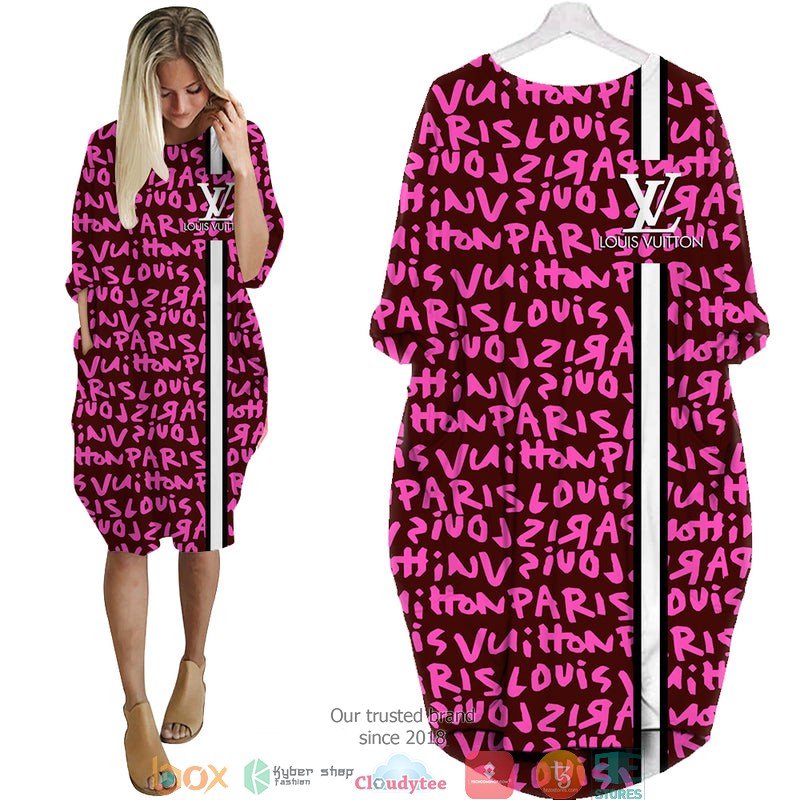 Louis_Vuitton_Pink_Brown_Batwing_Pocket_Dress