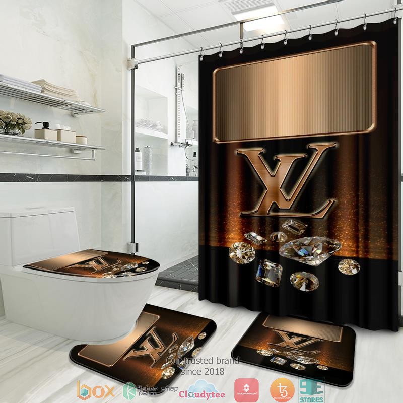 Louis_Vuitton_Pink_Silver_Diamond_shower_curtain_bathroom_set