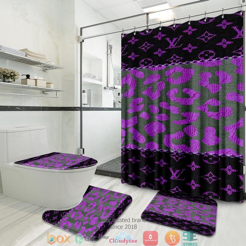 Louis_Vuitton_Purple_Black_shower_curtain_bathroom_set