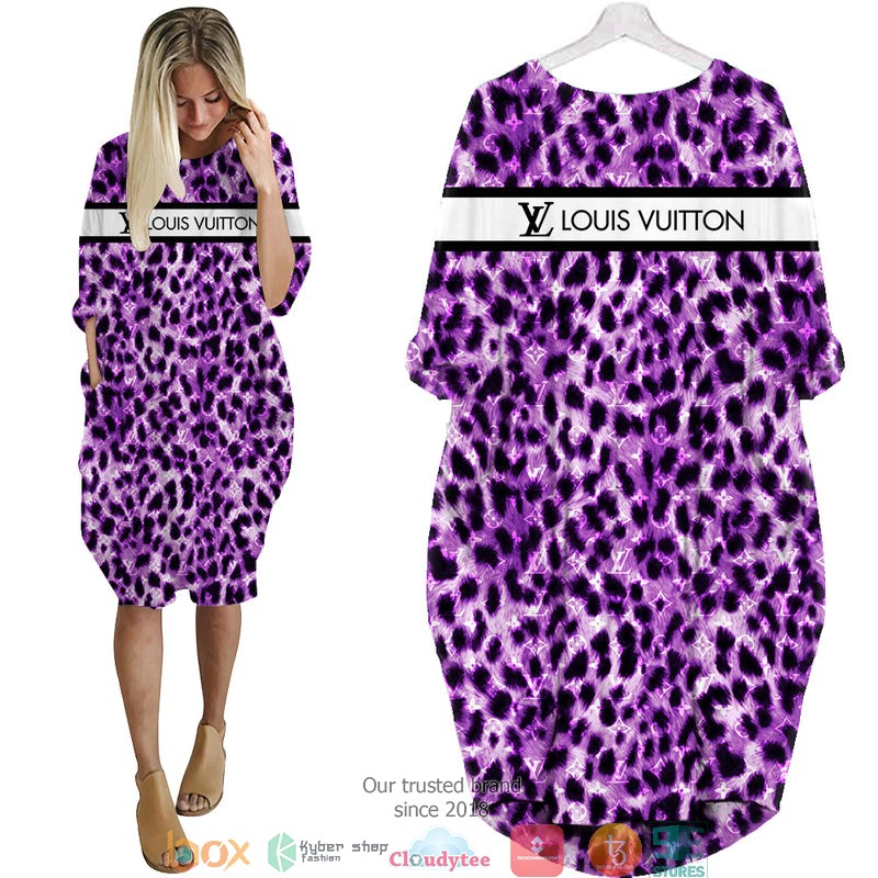 Louis_Vuitton_Purple_Leopard_Pattern_Batwing_Pocket_Dress