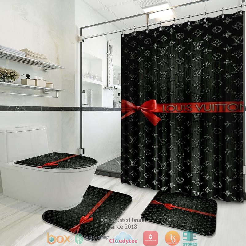 Louis_Vuitton_Red_bow_shower_curtain_bathroom_set