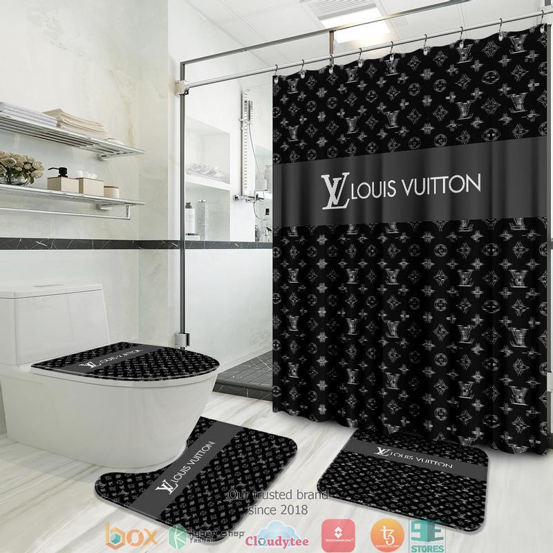 Louis_Vuitton_Silver_Black_shower_curtain_bathroom_set