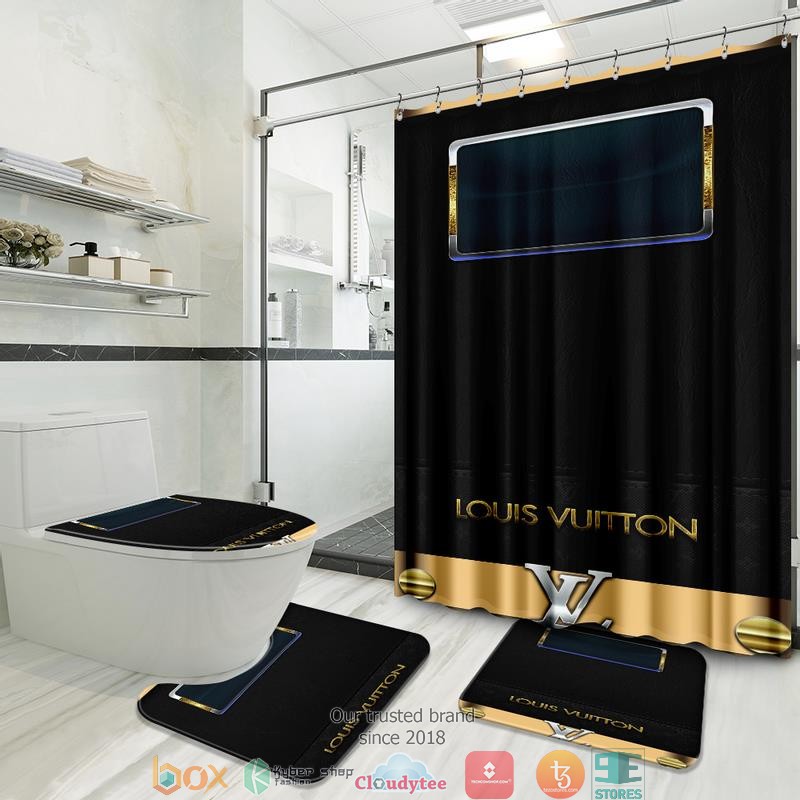 Louis_Vuitton_Silver_Gold_Black_shower_curtain_bathroom_set