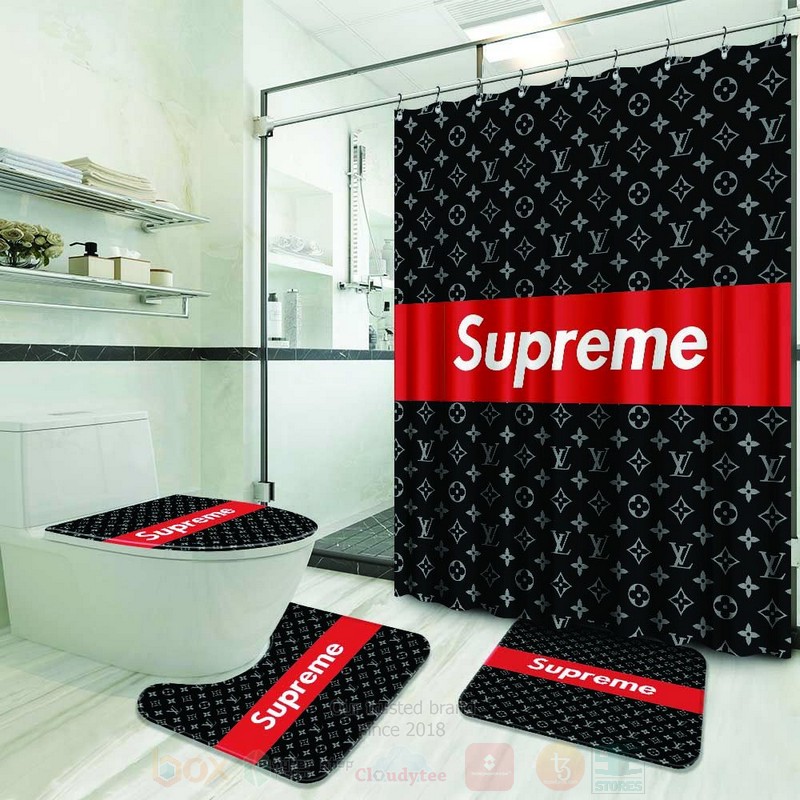 Louis_Vuitton_Supreme_Black_Shower_Curtain_Bathroom_Set